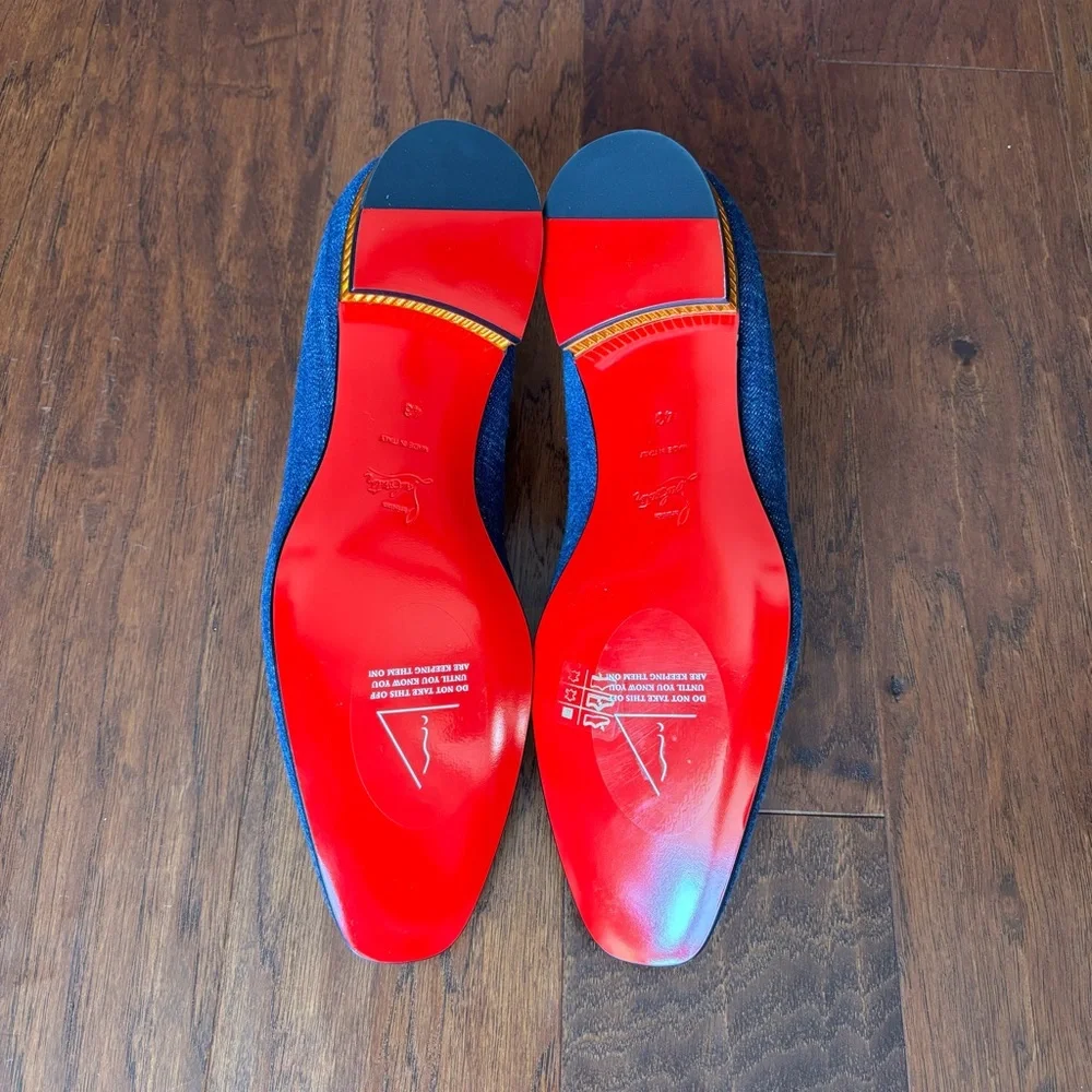 Christian Louboutin Colonnaki Denim Loafers Red Sole | Size EU 43 | NIB
